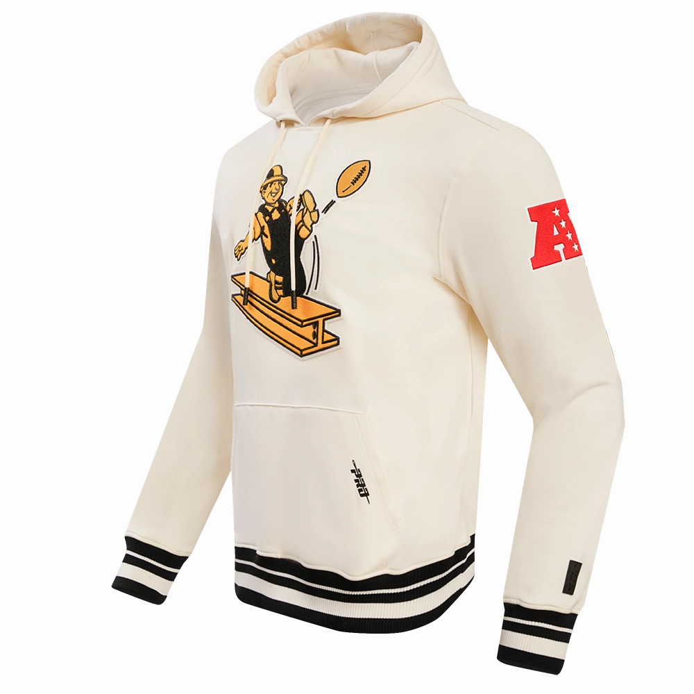 NFL PITTSBURGH STEELERS RETRO CLASSIC MEN'S HOODIE (EGGSHELL/ BLACK)