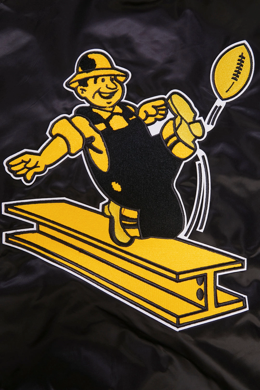 NFL PITTSBURGH STEELERS RETRO CLASSIC MEN'S RIB SATIN JACKET (BLACK/YELLOW)