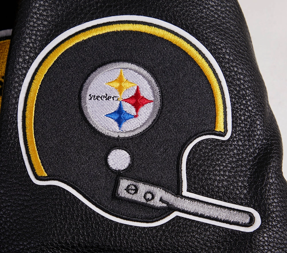 NFL PITTSBURGH STEELERS RETRO CLASSIC MEN'S RIB WOOL VARSITY JACKET (BLACK/YELLOW)