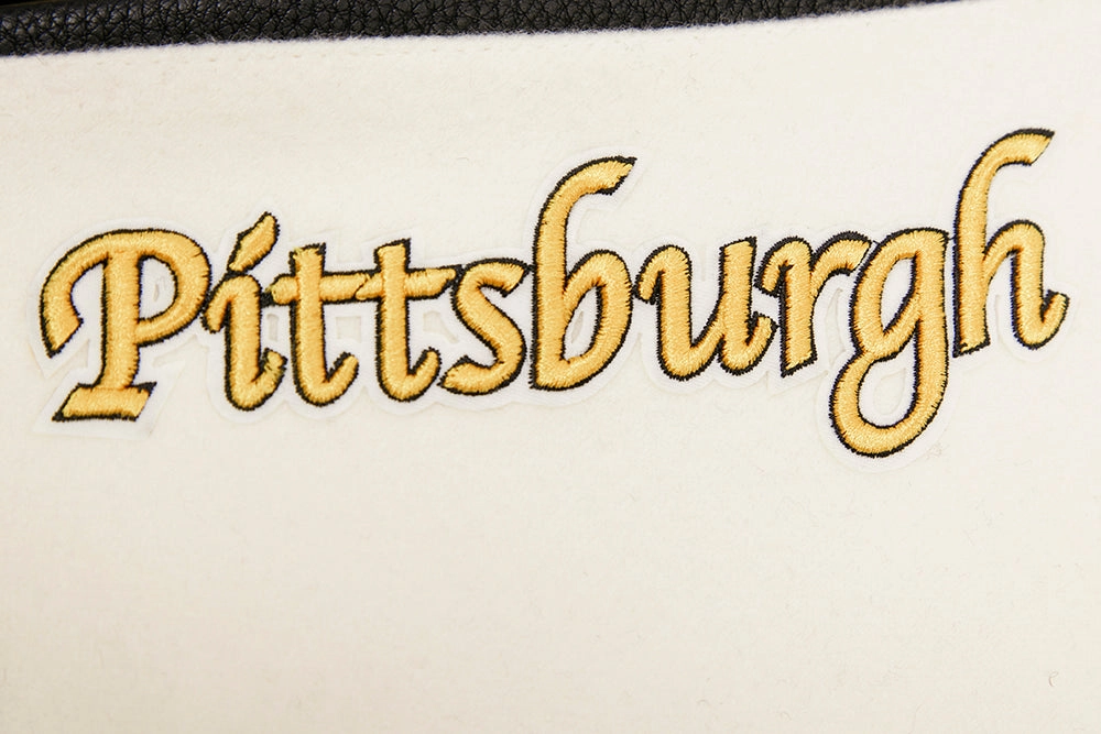 NFL PITTSBURGH STEELERS RETRO CLASSIC MEN'S RIB WOOL VARSITY JACKET (EGGSHELL/ BLACK)