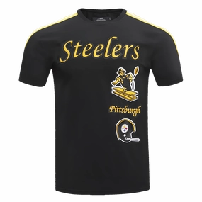 NFL PITTSBURGH STEELERS RETRO CLASSIC MEN'S STRIPED TEE (BLACK/YELLOW)