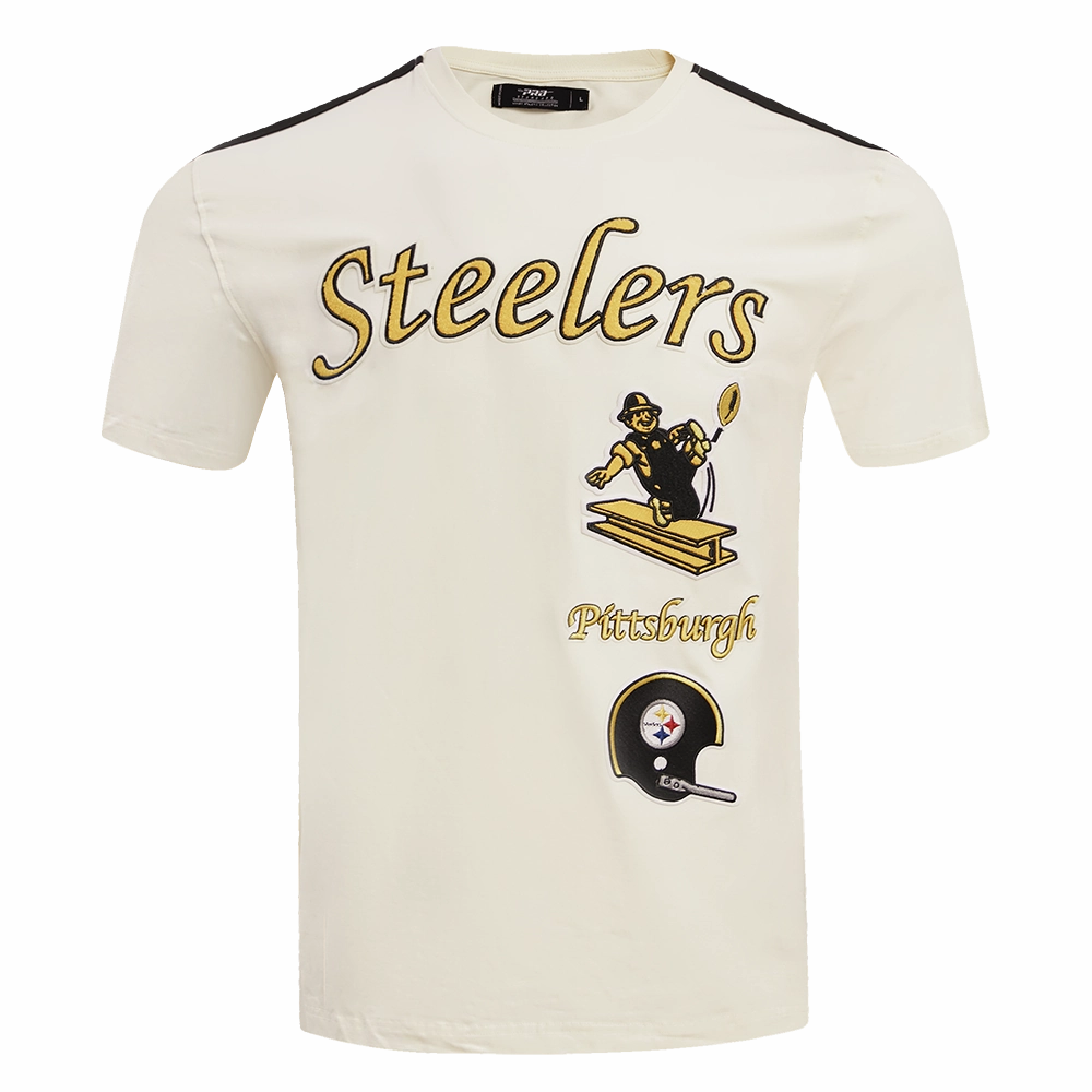 NFL PITTSBURGH STEELERS RETRO CLASSIC MEN'S STRIPED TEE (EGGSHELL/ BLACK)