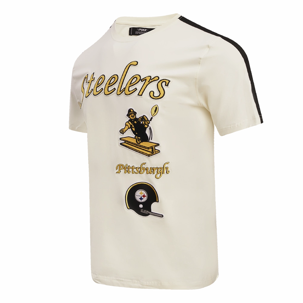 NFL PITTSBURGH STEELERS RETRO CLASSIC MEN'S STRIPED TEE (EGGSHELL/ BLACK)