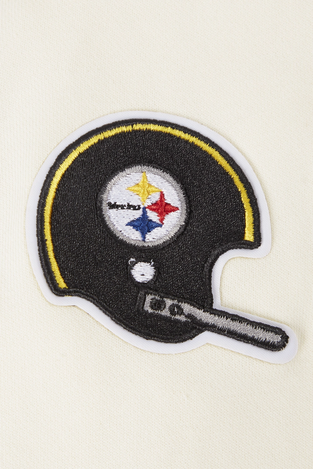 NFL PITTSBURGH STEELERS RETRO CLASSIC WOMEN'S CROPPED PULLOVER HOODIE (EGGSHELL/ BLACK)