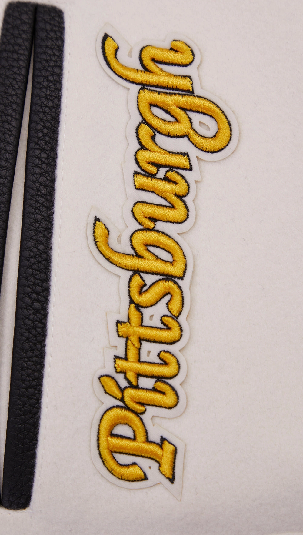 NFL PITTSBURGH STEELERS RETRO CLASSIC WOMEN'S RIB WOOL VARSITY JACKET (EGGSHELL/ BLACK)