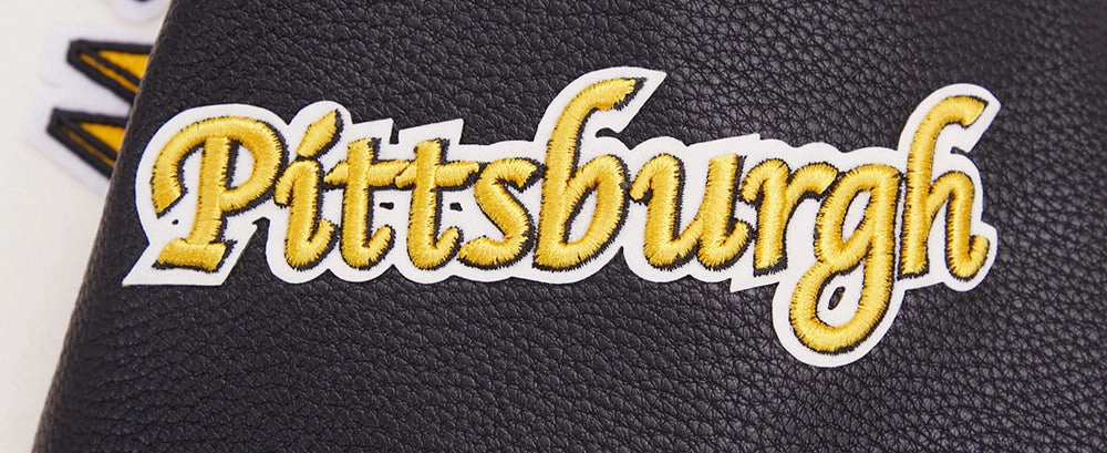 NFL PITTSBURGH STEELERS RETRO CLASSIC WOMEN'S RIB WOOL VARSITY JACKET (EGGSHELL/ BLACK)