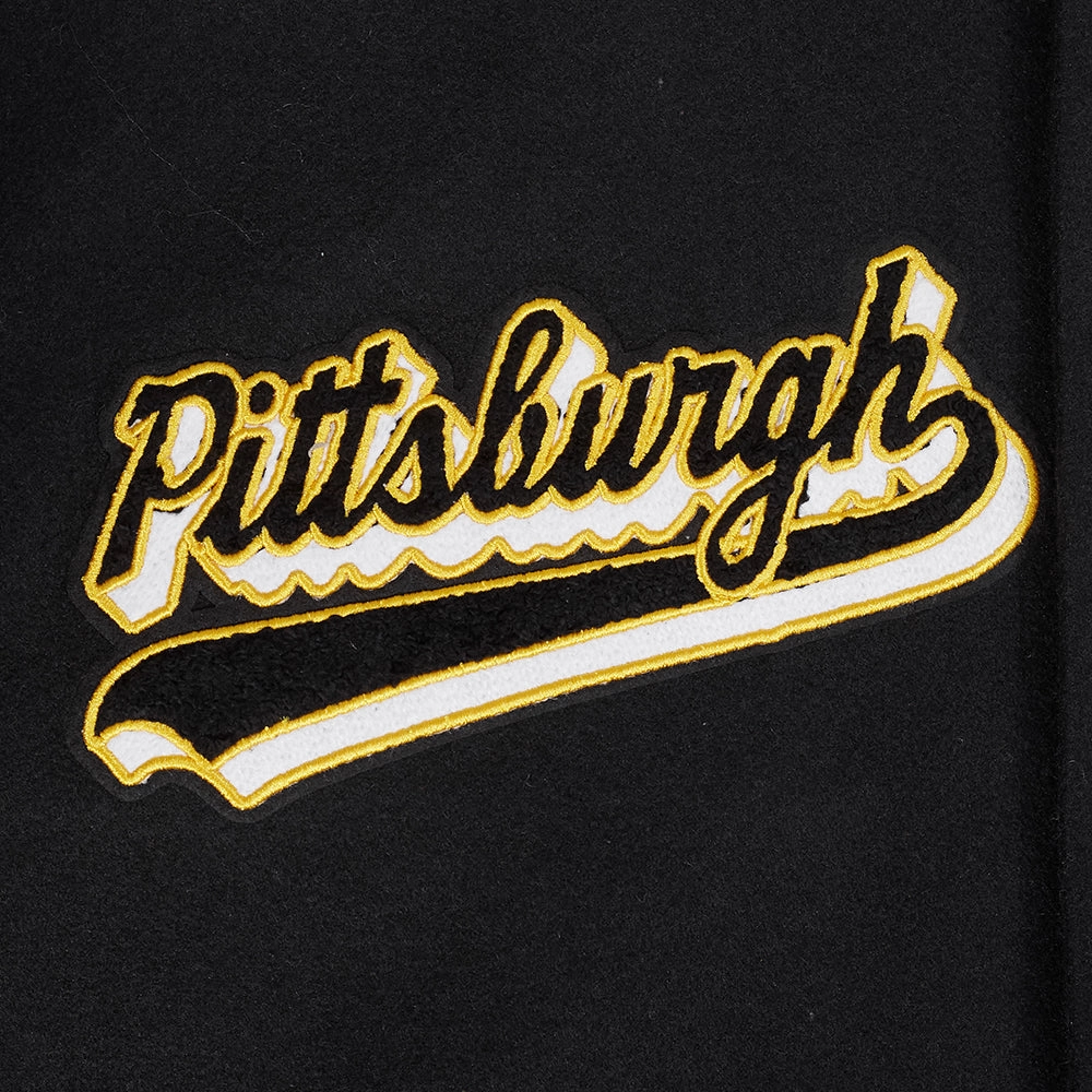 NFL PITTSBURGH STEELERS SCRIPT TAIL MEN'S RIB WOOL VARSITY (BLACK/YELLOW)