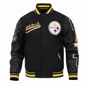 NFL PITTSBURGH STEELERS SCRIPT TAIL MEN'S RIB WOOL VARSITY (BLACK/YELLOW)