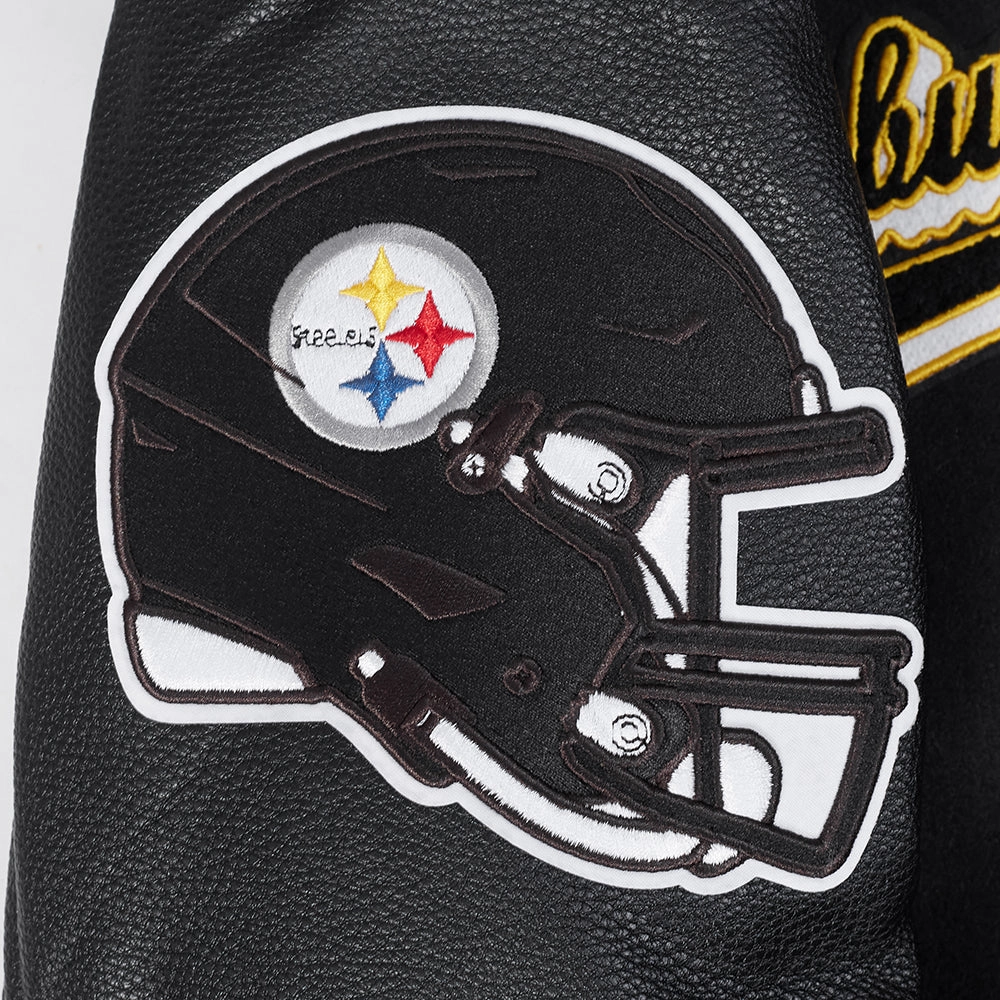 NFL PITTSBURGH STEELERS SCRIPT TAIL MEN'S RIB WOOL VARSITY (BLACK/YELLOW)