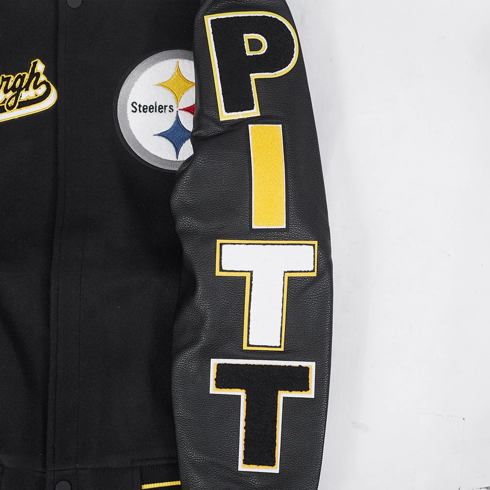 NFL PITTSBURGH STEELERS SCRIPT TAIL MEN'S RIB WOOL VARSITY (BLACK/YELLOW)