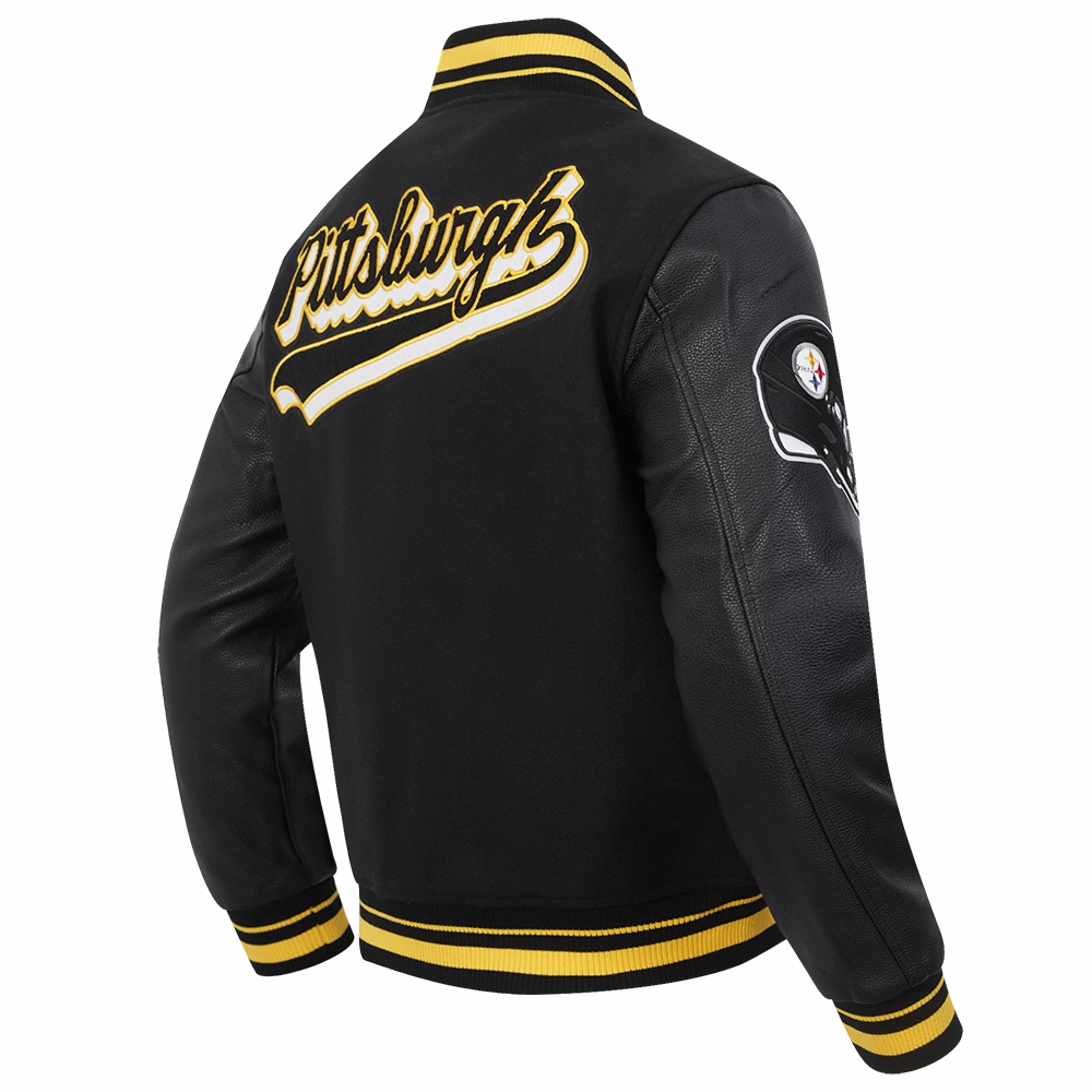 NFL PITTSBURGH STEELERS SCRIPT TAIL MEN'S RIB WOOL VARSITY (BLACK/YELLOW)