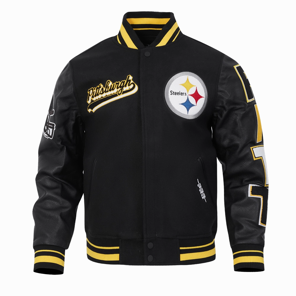 NFL PITTSBURGH STEELERS SCRIPT TAIL MEN'S RIB WOOL VARSITY (BLACK/YELLOW)