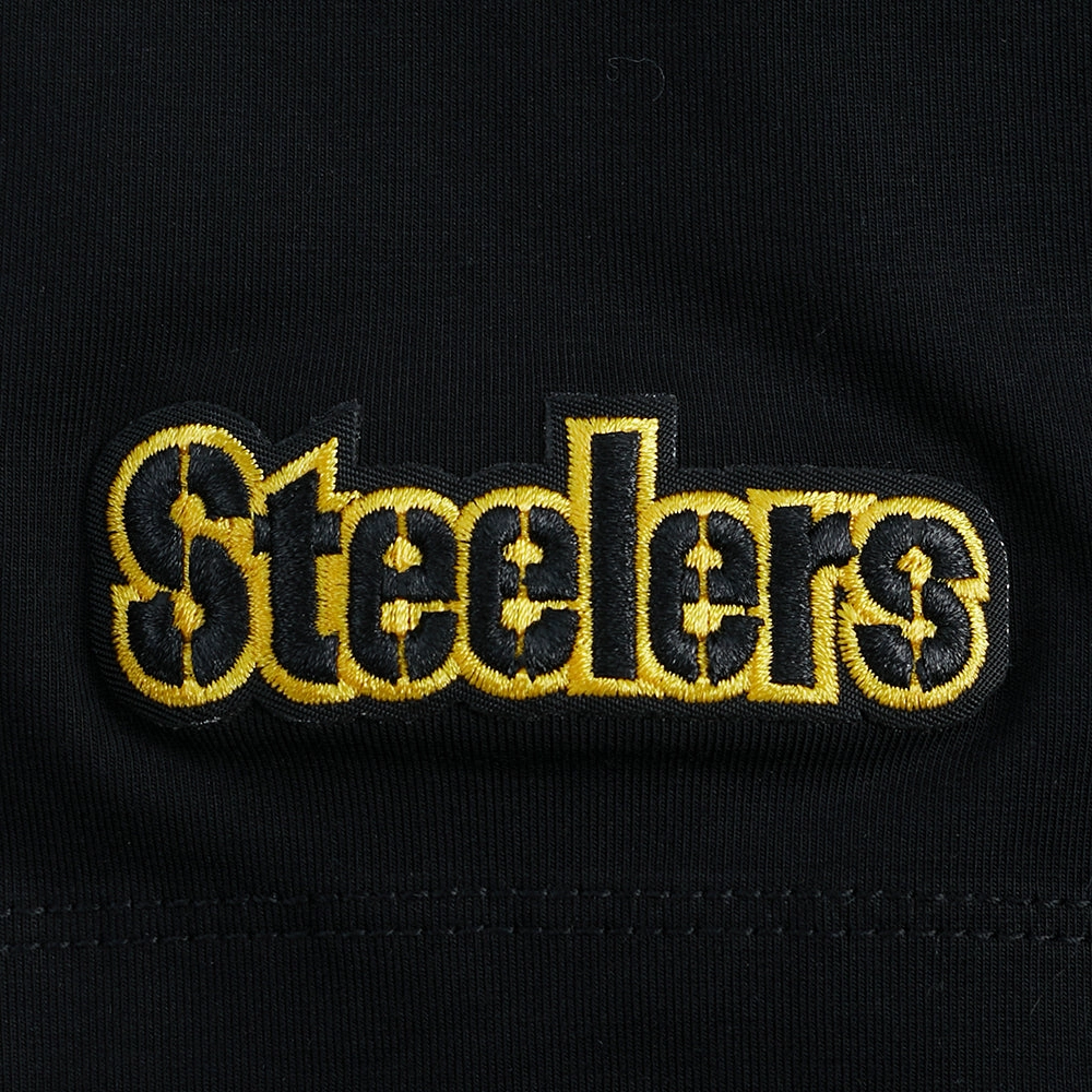 NFL PITTSBURGH STEELERS SCRIPT TAIL WOMEN'S SJ BOXY TEE (BLACK)