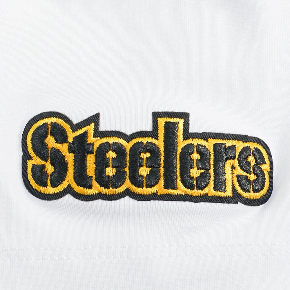 NFL PITTSBURGH STEELERS SCRIPT TAIL WOMEN'S SJ BOXY TEE (WHITE)