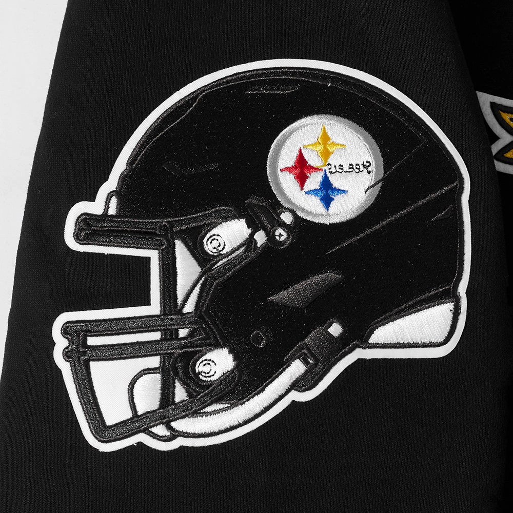 NFL PITTSBURGH STEELERS TEAM PENNANTS MEN'S RIB FLEECE PULLOVER HOODIE (BLACK/YELLOW)