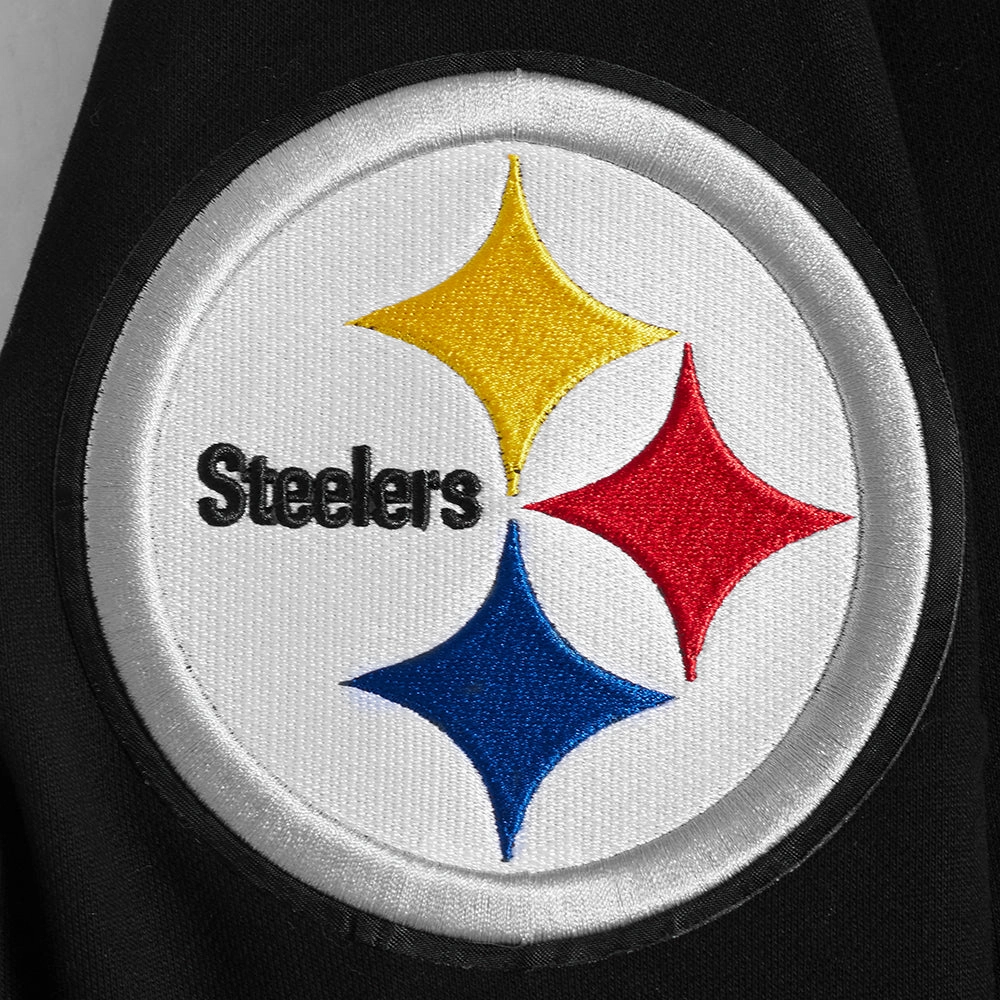 NFL PITTSBURGH STEELERS TEAM PENNANTS MEN'S RIB FLEECE PULLOVER HOODIE (BLACK/YELLOW)