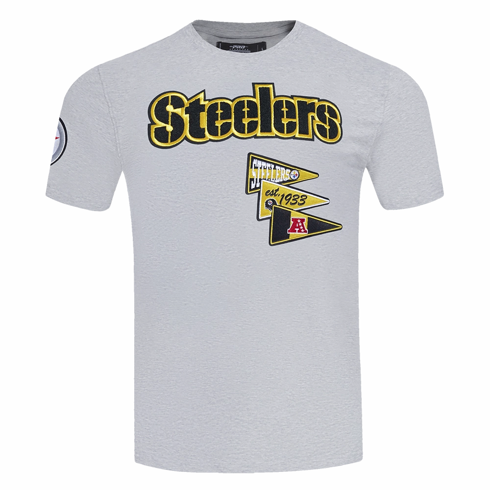 NFL PITTSBURGH STEELERS TEAM PENNANTS MEN'S WORDMARK   TEE (HEATHER GREY)