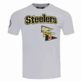 NFL PITTSBURGH STEELERS TEAM PENNANTS MEN'S WORDMARK   TEE (HEATHER GREY)