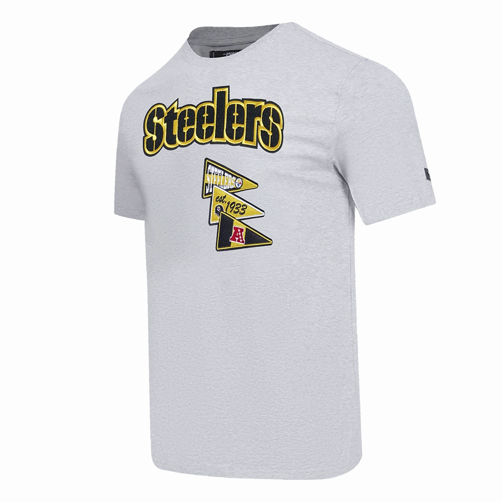 NFL PITTSBURGH STEELERS TEAM PENNANTS MEN'S WORDMARK   TEE (HEATHER GREY)