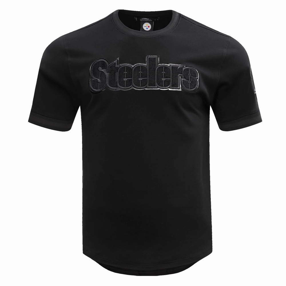 NFL PITTSBURGH STEELERS TRIPLE BLACK MEN'S DOUBLE KNIT TEE (TRIPLE BLACK)