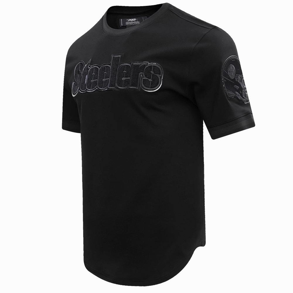 NFL PITTSBURGH STEELERS TRIPLE BLACK MEN'S DOUBLE KNIT TEE (TRIPLE BLACK)