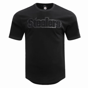 NFL PITTSBURGH STEELERS TRIPLE BLACK MEN'S DOUBLE KNIT TEE (TRIPLE BLACK)