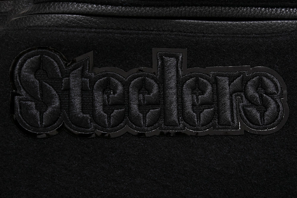 NFL PITTSBURGH STEELERS TRIPLE BLACK MEN'S MEN'S WOOL VARSITY JACKET (TRIPLE BLACK)