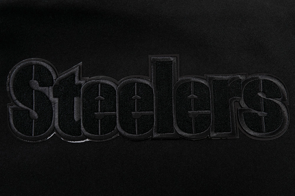 NFL PITTSBURGH STEELERS TRIPLE BLACK MEN'S MEN'S WOOL VARSITY JACKET (TRIPLE BLACK)