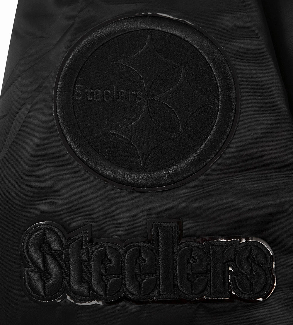 NFL PITTSBURGH STEELERS TRIPLE BLACK MEN'S SATIN JACKET (TRIPLE BLACK)
