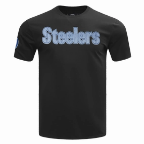 NFL PITTSBURGH STEELERS VARSITY BLUES MEN'S TEE (BLACK)