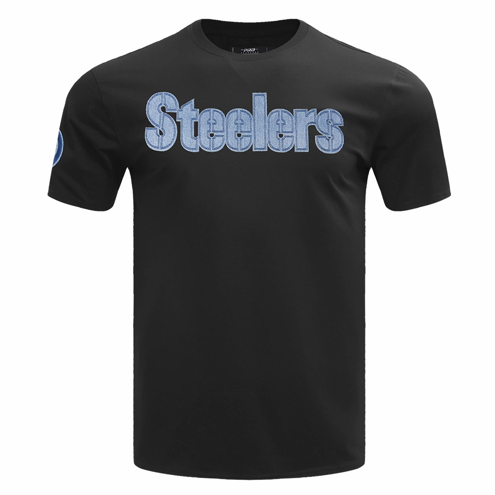 NFL PITTSBURGH STEELERS VARSITY BLUES MEN'S TEE (BLACK)