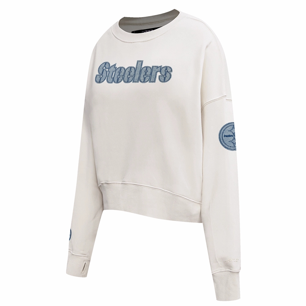 NFL PITTSBURGH STEELERS VARSITY BLUES WOMEN'S CREWNECK (LINEN)
