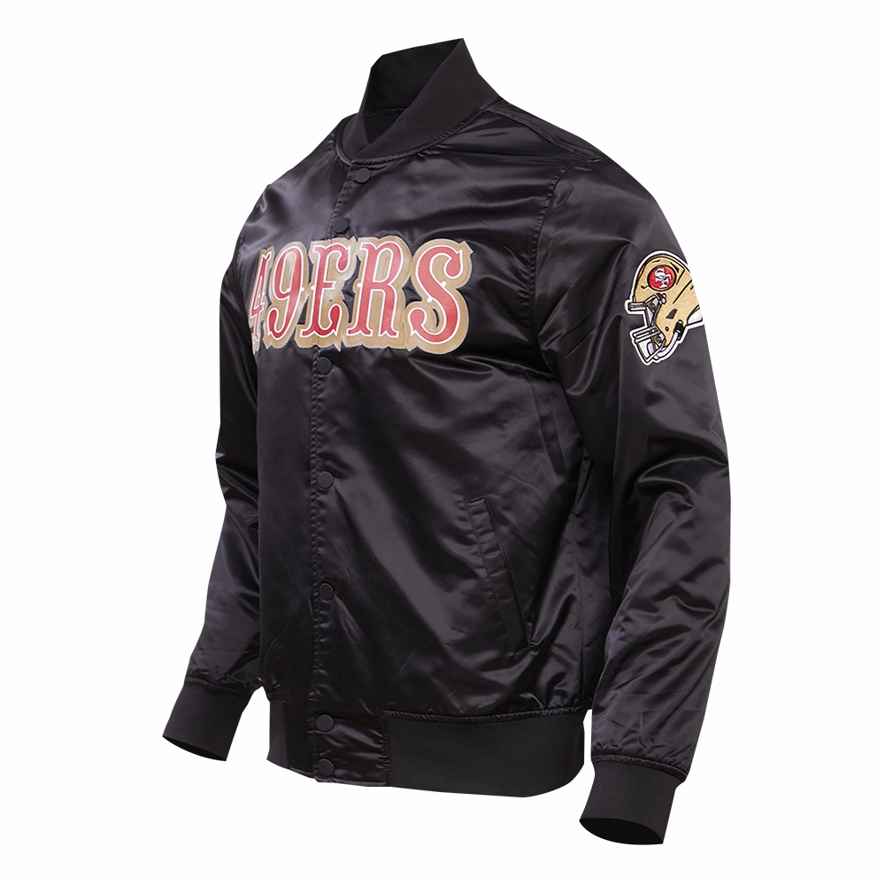 NFL SAN FRANCISCO 49ERS BIG LOGO MEN'S SATIN JACKET (BLACK)