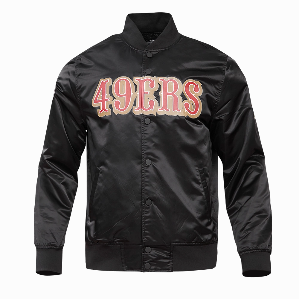 NFL SAN FRANCISCO 49ERS BIG LOGO MEN'S SATIN JACKET (BLACK)
