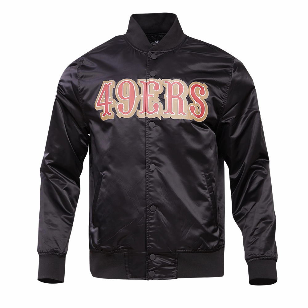 NFL SAN FRANCISCO 49ERS BIG LOGO MEN'S SATIN JACKET (BLACK)