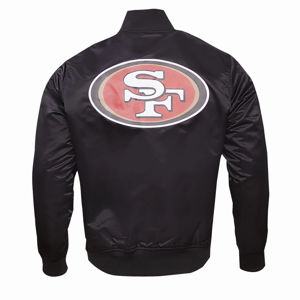 NFL SAN FRANCISCO 49ERS BIG LOGO MEN'S SATIN JACKET (BLACK)
