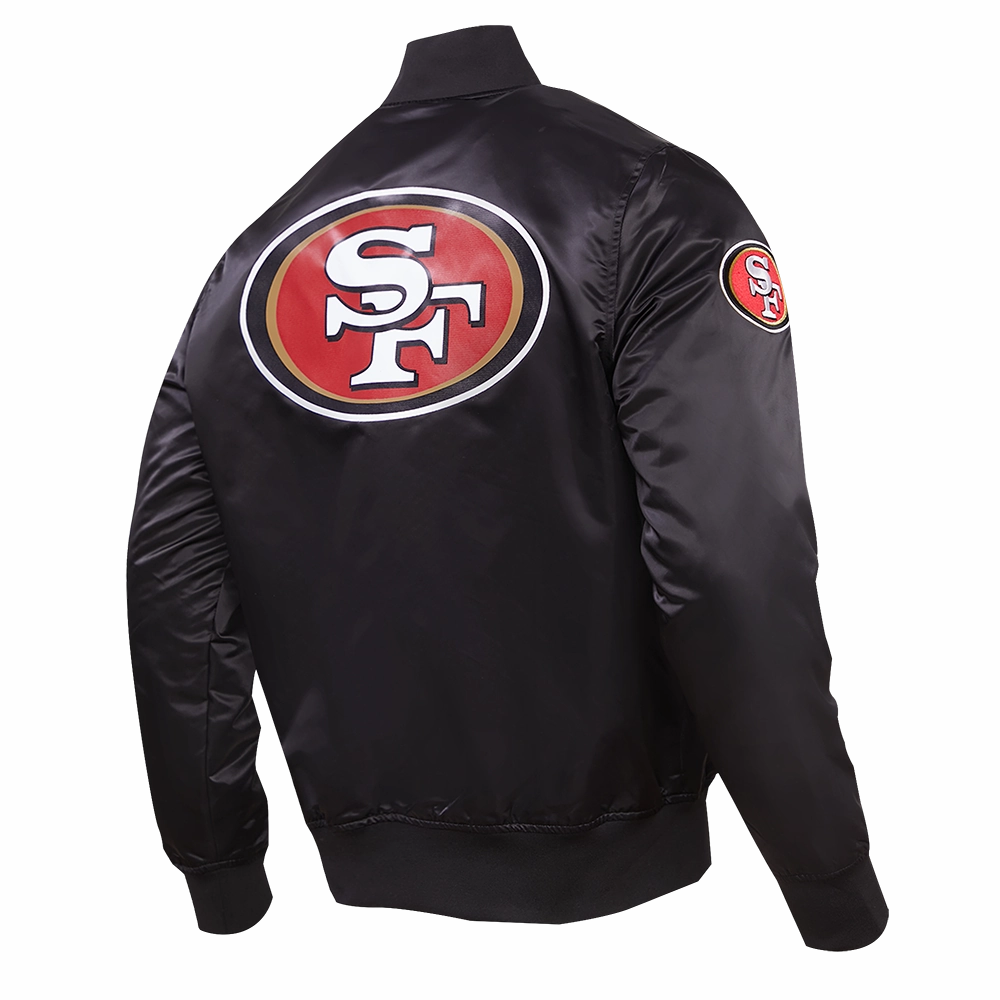 NFL SAN FRANCISCO 49ERS BIG LOGO MEN'S SATIN JACKET (BLACK)