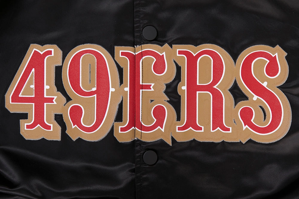 NFL SAN FRANCISCO 49ERS BIG LOGO MEN'S SATIN JACKET (BLACK)