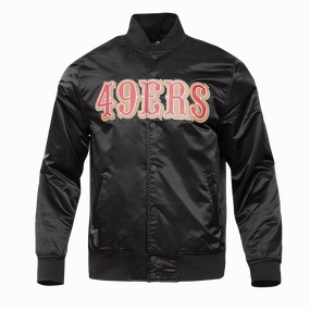 NFL SAN FRANCISCO 49ERS BIG LOGO MEN'S SATIN JACKET (BLACK)