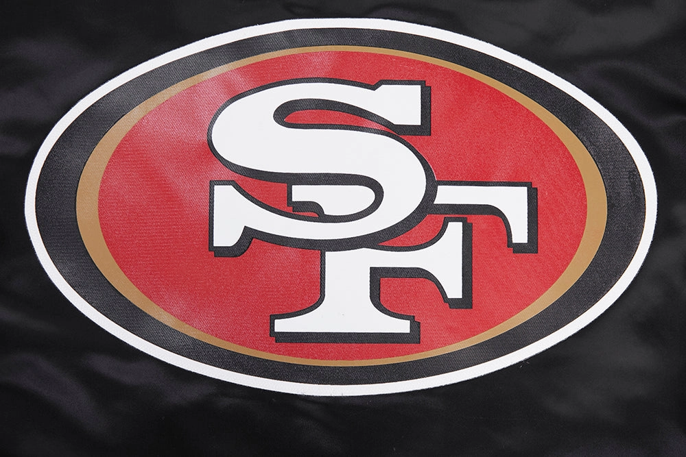 NFL SAN FRANCISCO 49ERS BIG LOGO MEN'S SATIN JACKET (BLACK)