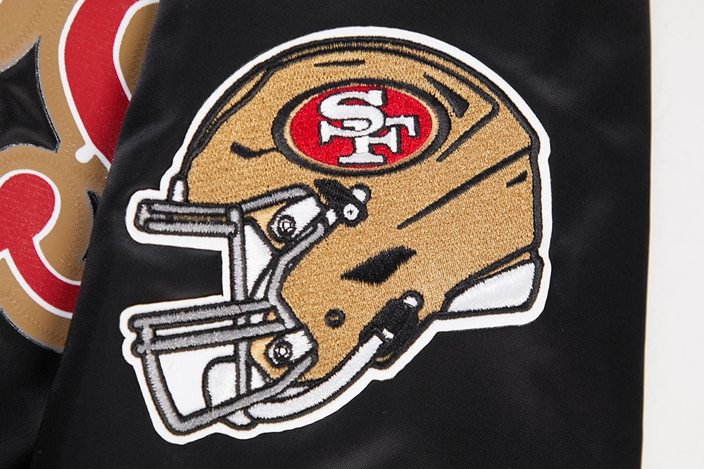 NFL SAN FRANCISCO 49ERS BIG LOGO MEN'S SATIN JACKET (BLACK)