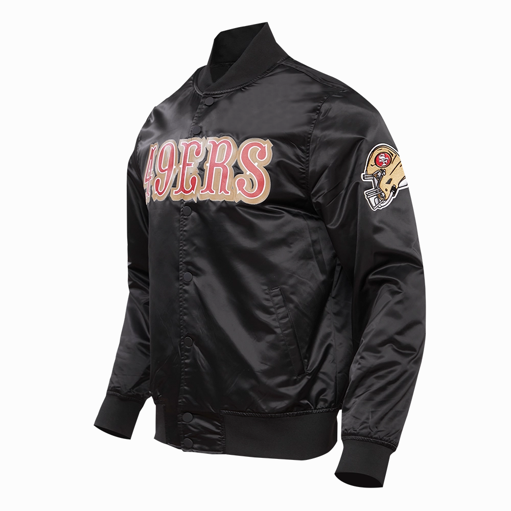NFL SAN FRANCISCO 49ERS BIG LOGO MEN'S SATIN JACKET (BLACK)