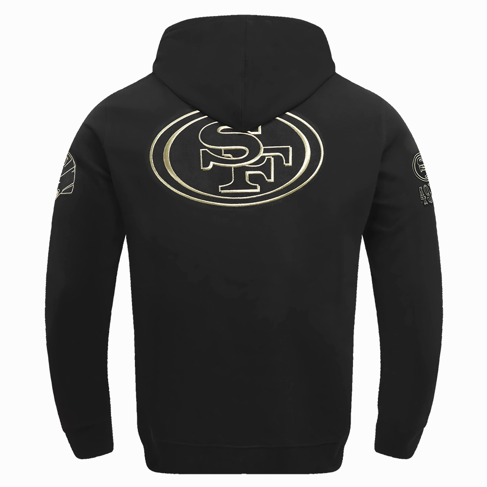 NFL SAN FRANCISCO 49ERS BLACK & GOLD MEN'S DOUBLE KNIT PULLOVER HOODIE (BLACK)