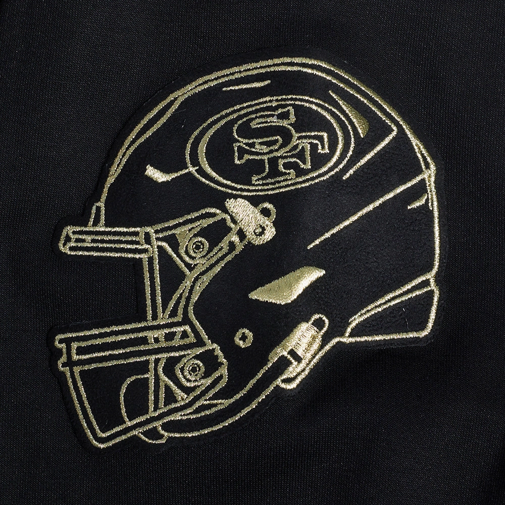 NFL SAN FRANCISCO 49ERS BLACK & GOLD MEN'S DOUBLE KNIT PULLOVER HOODIE (BLACK)