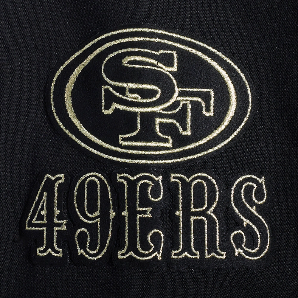 NFL SAN FRANCISCO 49ERS BLACK & GOLD MEN'S DOUBLE KNIT PULLOVER HOODIE (BLACK)