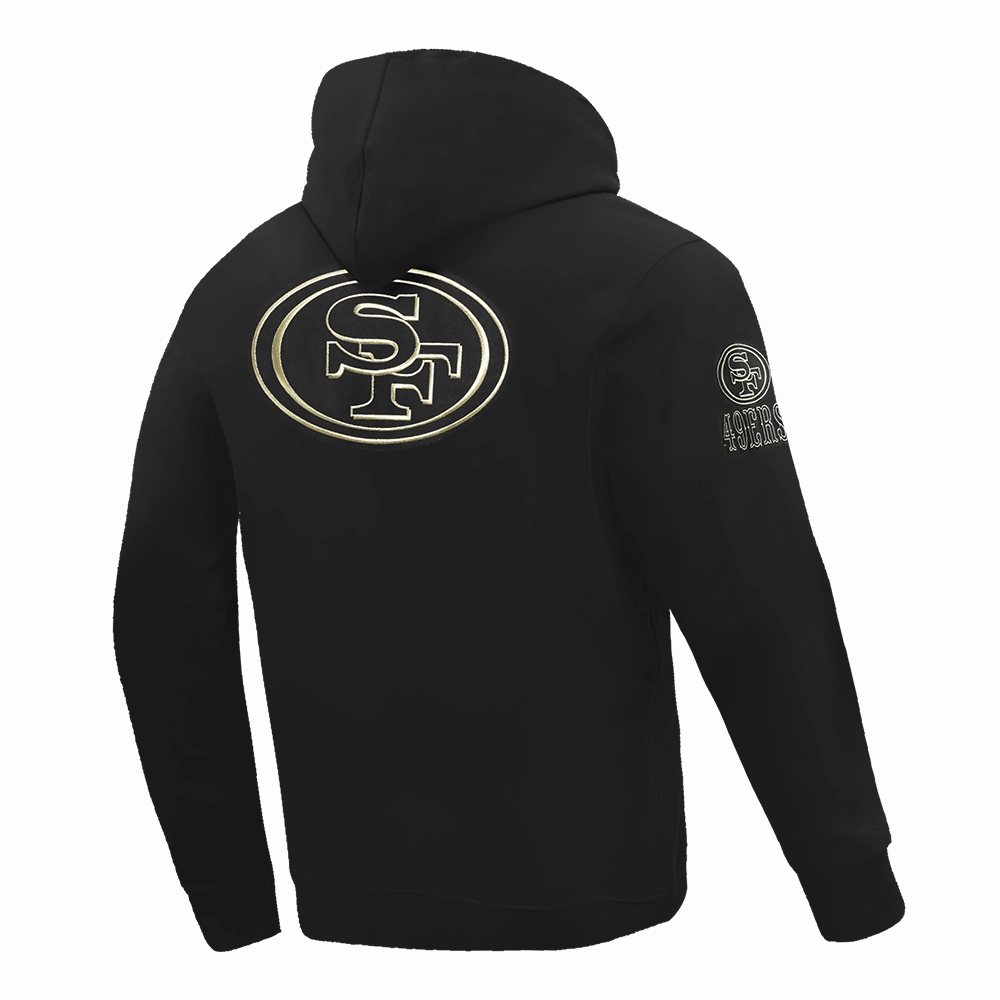 NFL SAN FRANCISCO 49ERS BLACK & GOLD MEN'S DOUBLE KNIT PULLOVER HOODIE (BLACK)
