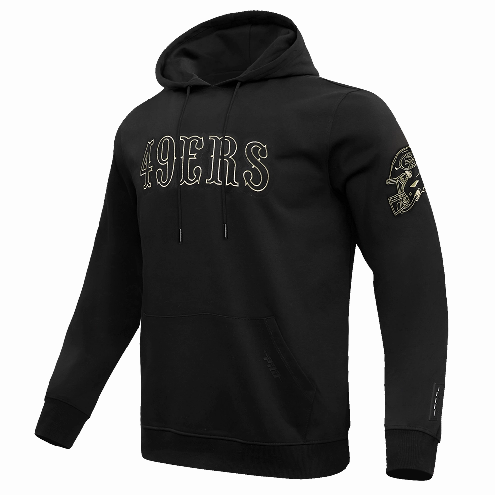 NFL SAN FRANCISCO 49ERS BLACK & GOLD MEN'S DOUBLE KNIT PULLOVER HOODIE (BLACK)