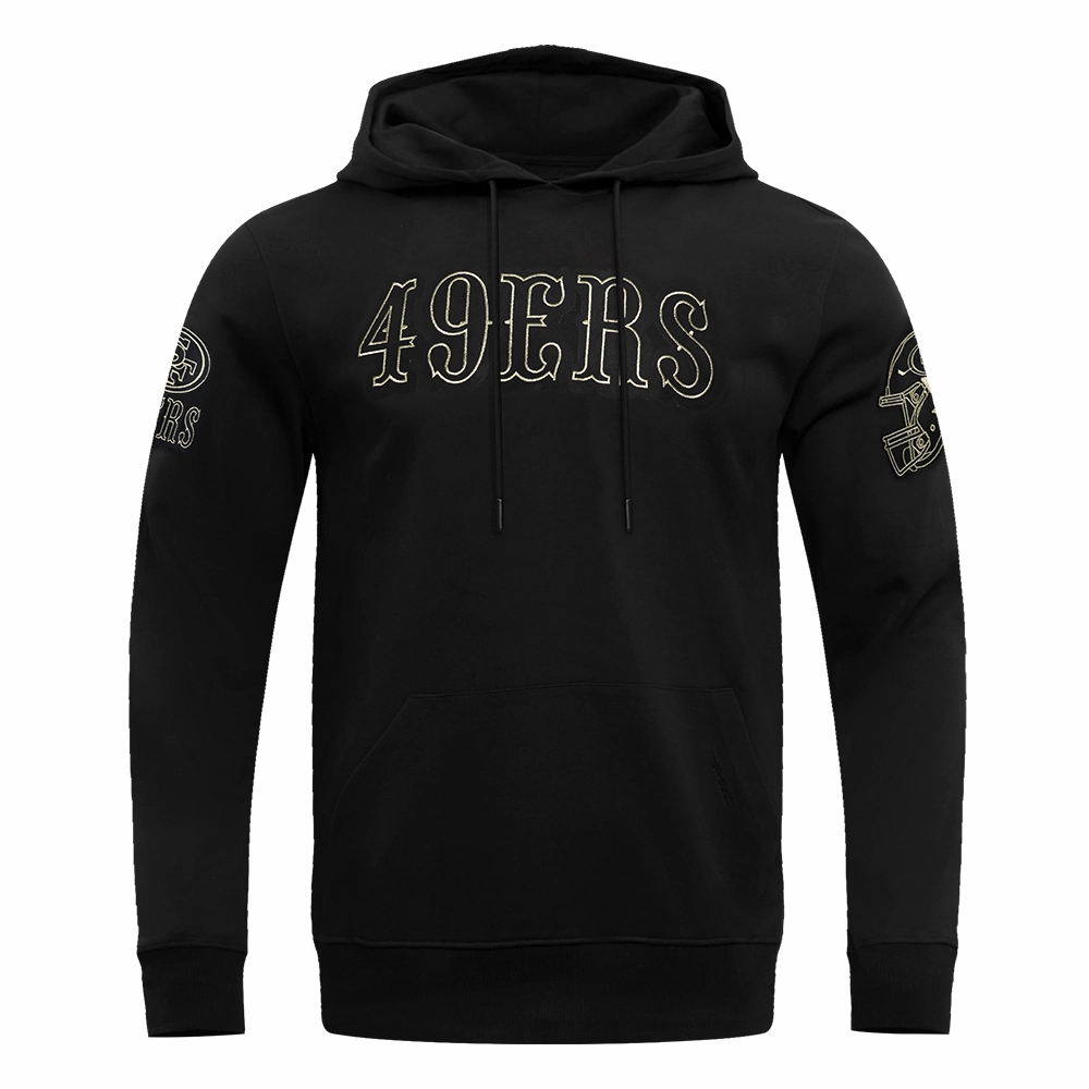 NFL SAN FRANCISCO 49ERS BLACK & GOLD MEN'S DOUBLE KNIT PULLOVER HOODIE (BLACK)