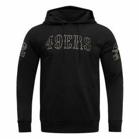 NFL SAN FRANCISCO 49ERS BLACK & GOLD MEN'S DOUBLE KNIT PULLOVER HOODIE (BLACK)