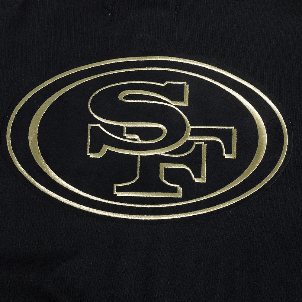 NFL SAN FRANCISCO 49ERS BLACK & GOLD MEN'S DOUBLE KNIT PULLOVER HOODIE (BLACK)